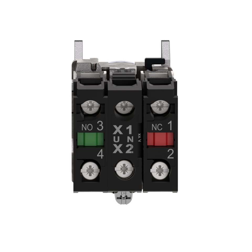 Schneider XB4BW36B5 - 1NA+1NK 24V mavi sıva altı eksiksiz ışıklı Buton Ø22 yaylı dönüş