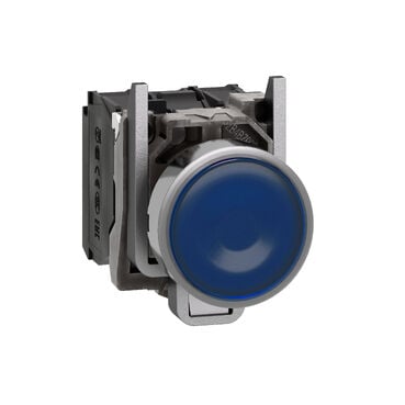 XB4BW36M5-mavi sıva altı eksiksiz ışıklı Buton Ø22 yaylı dönüş 1NA+1NK 220...240V.