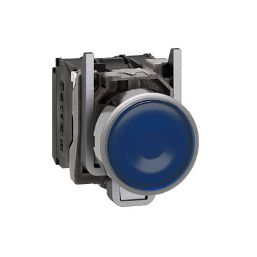 Schneider XB4BW36M5-1NA+1NK 220...240V mavi sıva altı eksiksiz ışıklı Buton Ø22 yaylı dönüş .