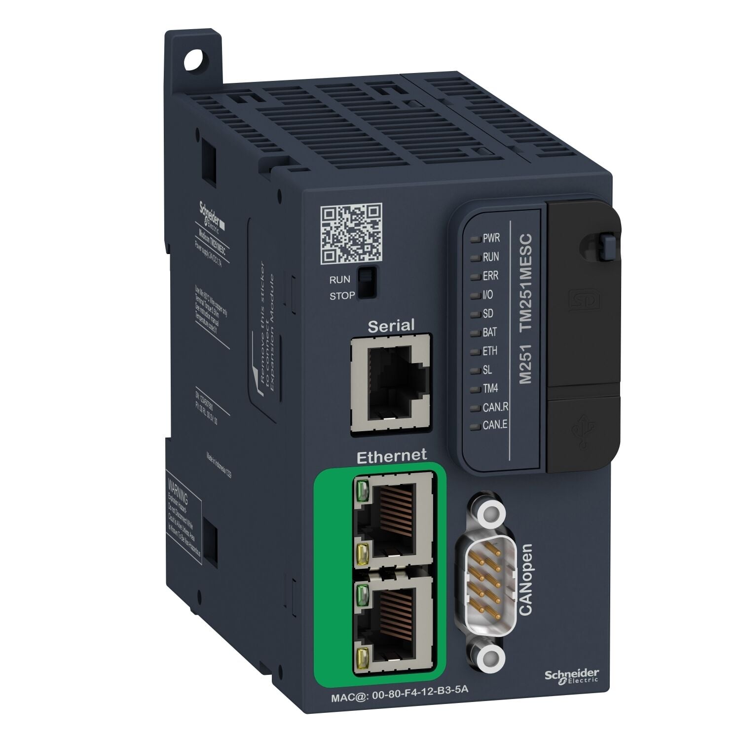 Schneider M251 serisi-  TM251MESC   2 x Ethernet 1 x CanOpen, 2 x Ethernet, 1 x Serial PLC
