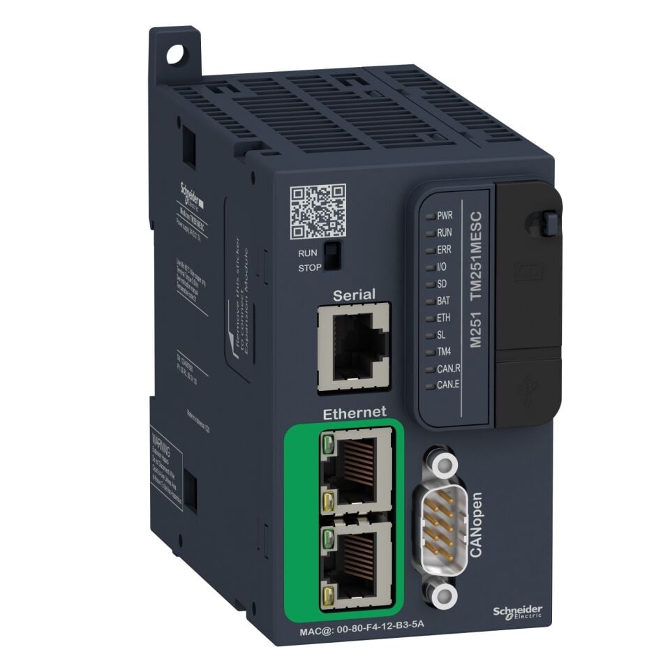 Schneider M251 serisi-  TM251MESC   2 x Ethernet 1 x CanOpen, 2 x Ethernet, 1 x Serial PLC